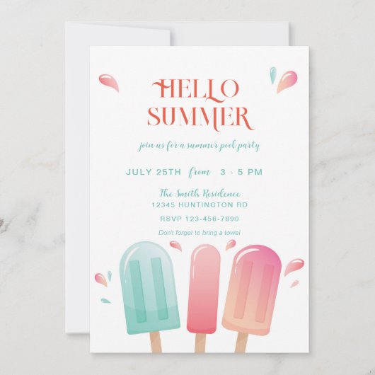 Summer Pool Partys Backyard GRILLEN Bash Einladung (Vorderseite)