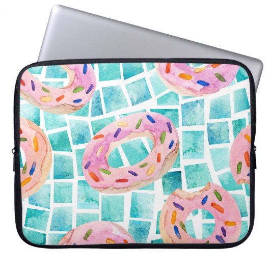 Summer Pool schwimmt Wasserfarbe Mosaik Laptopschutzhülle (Vorderseite)