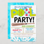 Summer Pool Softball Party Einladung (Vorne/Hinten)