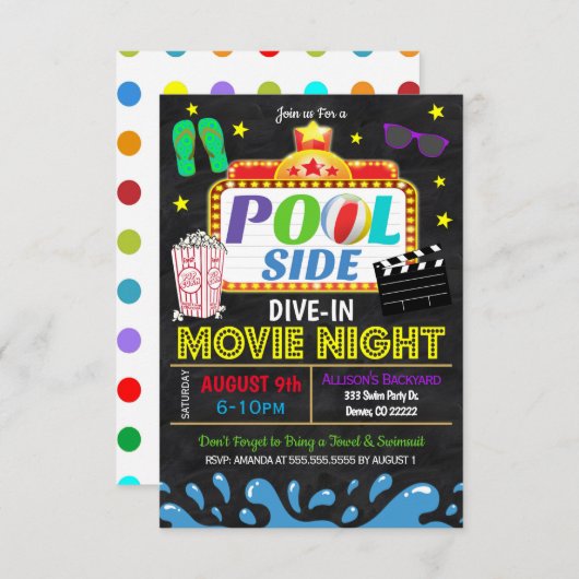 Summer Pool Tauchen in Party Einladung (Vorne/Hinten)