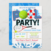 Summer Pool Tennis Party Einladung (Vorne/Hinten)
