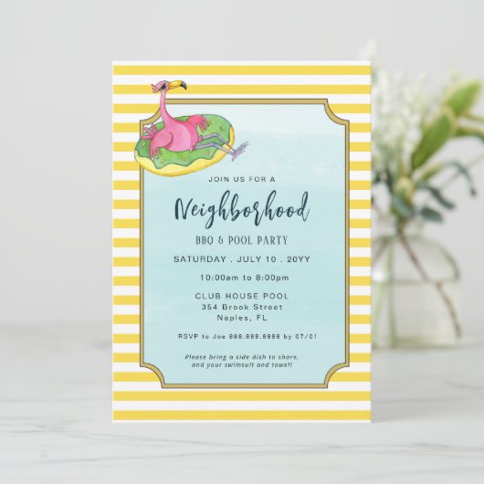 Summer Pool und Block Party Einladung (Stehend Vorderseite)