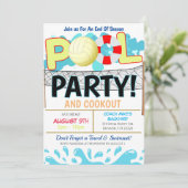 Summer Pool Volleyball Party Einladung (Stehend Vorderseite)