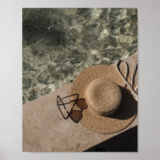 Summer Poolside Aesthetic Straw Hat Poster (Vorne)