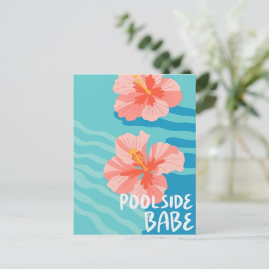 Summer Poolside Hibiscus Flower Vacation Postkarte (Stehend Vorderseite)
