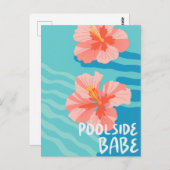 Summer Poolside Hibiscus Flower Vacation Postkarte (Vorne/Hinten)