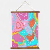 Summer Poolside Vibes Abstrakte Kunst Wandteppich Mit Holzrahmen (Vorderseite)