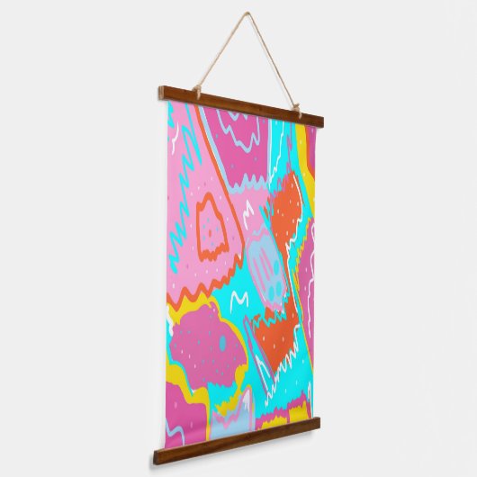 Summer Poolside Vibes Abstrakte Kunst Wandteppich Mit Holzrahmen (Gewinkelt)