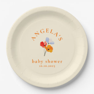 Summer Poppy Baby Shower Paper Plate Pappteller