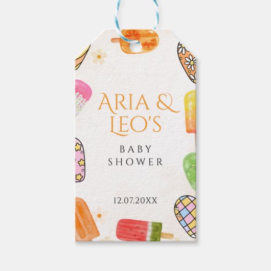 Summer Popsicle Baby Shower Fevor Tags Geschenkanhänger (Vorderseite)