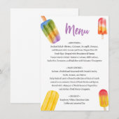 Summer Popsicle Baby Shower Menü (Vorne/Hinten)