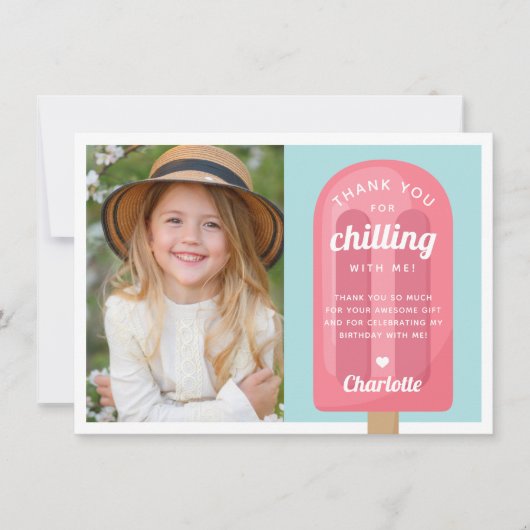 Summer Popsicle Kindergeburtstag Foto Dankeskarte (Vorderseite)