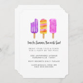 Summer Popsicles Ice Cream Pool Party laden Einladung (Vorne/Hinten)