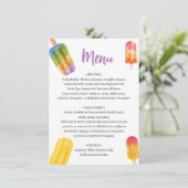 Summer Popsights for Baby Shower Menu Begleitkarte (Stehend Vorderseite)