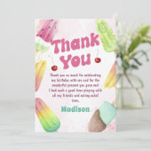 Summer Popsil Pink Girl Geburtstag Danke Karte (Stehend Vorderseite)