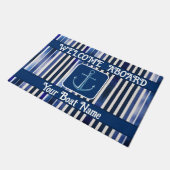 Summer Popular Navy Blue Boat Stripes Collection Fußmatte (Schrägansicht)