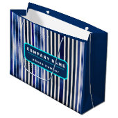 Summer Popular Navy Blue Boat Stripes Collection Große Geschenktüte (Vorderseite Schrägansicht)