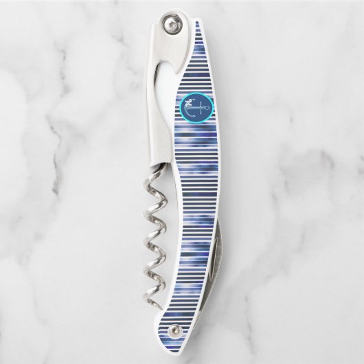 Summer Popular Navy Blue Boat Stripes Collection Kellnermesser (Vorderseite)