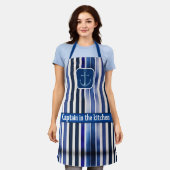 Summer Popular Navy Blue Boat Stripes Collection Schürze (Getragen)