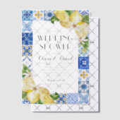 Summer Positano Blue Tiles Lemons Polterabend Pergament Einladungen (Versetzt (Einladung))