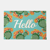 Summer Prickly Pear Cactus & Blume Hallo Doormat Fußmatte (Vorderseite)