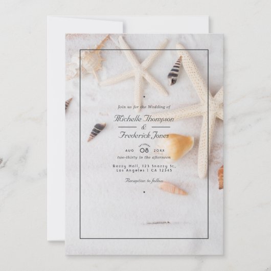 Summer QR Code UAWG Beach Hochzeit Einladung (Vorderseite)