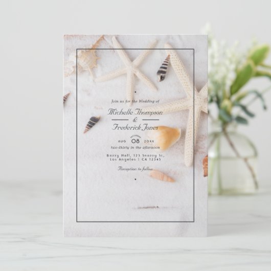 Summer QR Code UAWG Beach Hochzeit Einladung (Stehend Vorderseite)