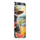 Summer Raccoon mit Watermelon Thermosbecher (Nach rechts gedreht)