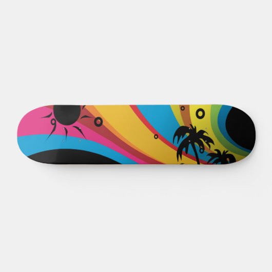 Summer Rainbow Palm Tree Beach Skateboard Deck (Horizontal)