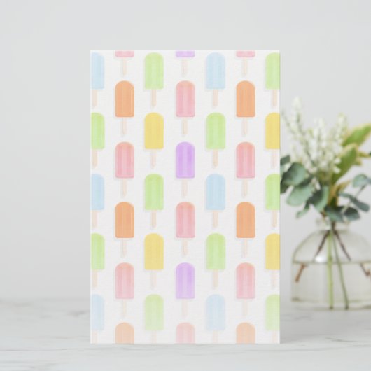 Summer Rainbow Popsicles Pattern Briefpapier (Stehend Vorderseite)