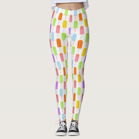 Summer Rainbow Popsicles Pattern Leggings (Vorderseite)