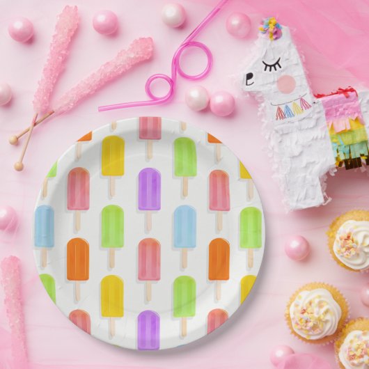 Summer Rainbow Popsicles Pattern Pappteller (Party)