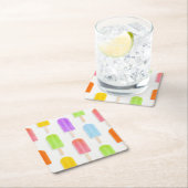 Summer Rainbow Popsicles Pattern Rechteckiger Pappuntersetzer (Vor Ort)
