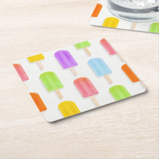 Summer Rainbow Popsicles Pattern Rechteckiger Pappuntersetzer (angewinkelt)