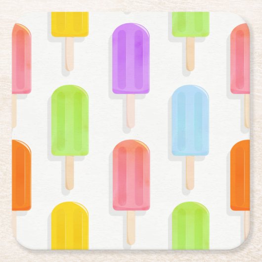 Summer Rainbow Popsicles Pattern Rechteckiger Pappuntersetzer (Vorderseite)