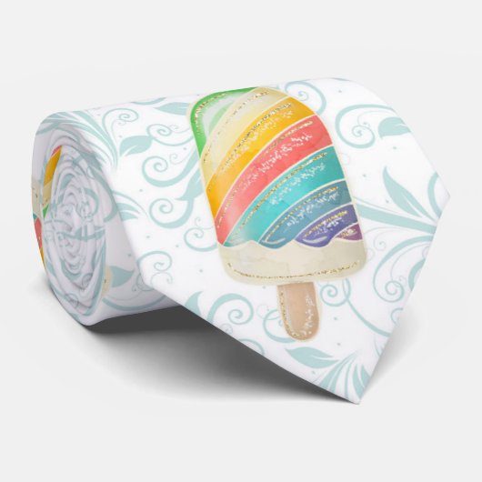 Summer Rainbow Popsim und Aquamarine Wirbel Krawatte (Gerollt)