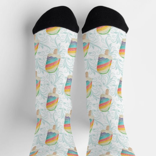 Summer Rainbow Popsim und Aquamarine Wirbel Socken (Oben)