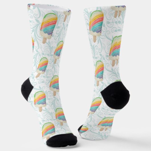 Summer Rainbow Popsim und Aquamarine Wirbel Socken (Gewinkelt)