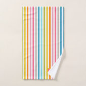 Summer Rainbow Strips Monogram Script Badhandtuch Set (Handtuch)