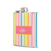 Summer Rainbow Strips Monogram Script Flachmann (Links)