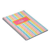 Summer Rainbow Strips Monogram Script Notizblock (Rechte Seite)