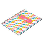 Summer Rainbow Strips Monogram Script Notizblock (Linke Seite)