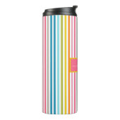 Summer Rainbow Strips Monogram Script Thermosbecher (Nach links gedreht)