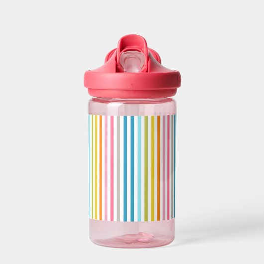 Summer Rainbow Strips Monogram Script Trinkflasche (Vorne)