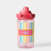 Summer Rainbow Strips Monogram Script Trinkflasche (Rückseite)