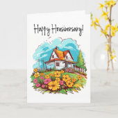 Summer Ranch One Year Zuhause Jubiläumskarte Karte (Gelbe Blume)