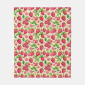 Summer Raspberry Garden Botanical Fruit Pattern Fleecedecke (Vorderseite)