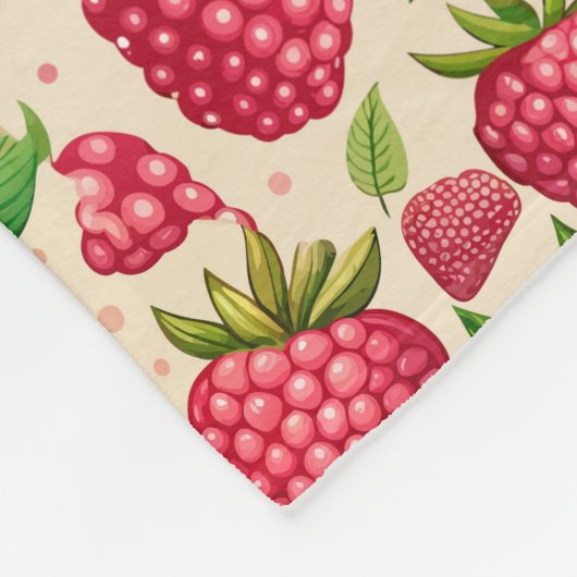 Summer Raspberry Garden Botanical Fruit Pattern Fleecedecke (Ecke)