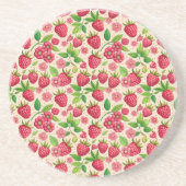 Summer Raspberry Garden Botanical Fruit Pattern Getränkeuntersetzer (Vorne)