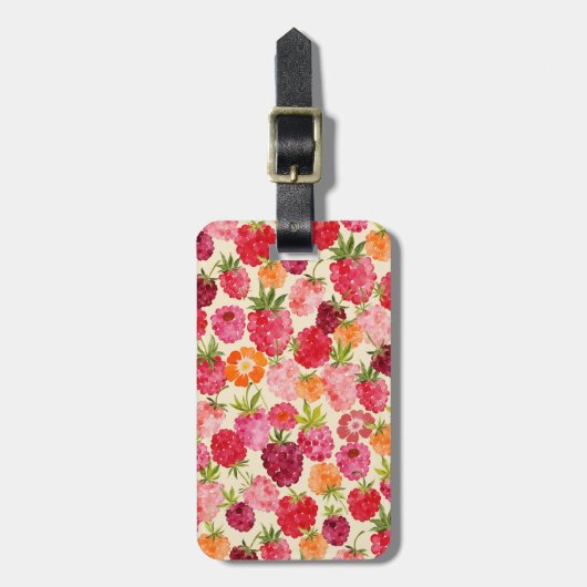 Summer Raspberry Watercolor Coquette Gepäckanhänger (Vorderseite vertikal)